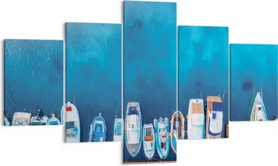 Produktbild von Bild auf Leinwand - Leinwandbild - 5 Teile - Hafen Hafen £ódŸ - 125x70cm - Wand Bild - Wanddeko - Wandbilder - Leinwanddruck - Bilder - Wanddekoration - Leinwand bilder - Wandbild - EA125x70-5081