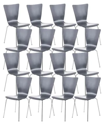 Produktbild von CLP 16er Set Besucherstuhl Aaron mit Holzsitz und Metallgestell grau