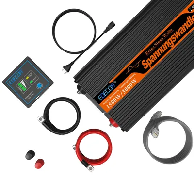 Obrázok produktu pre Menič DC/AC, výstup s čistou sínusovou vlnou, vysoká účinnosť pri nabíjaní, 1500 W, 12 V, 220-240 V
