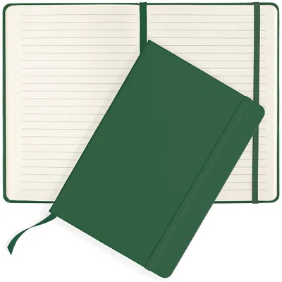 Produktbild von Notizbuch A5 liniert, Hardcover, mit Gummiband, grün, KI-generiertes Bild