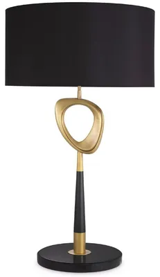 Produktbild von Casa Padrino Luxus Tischleuchte Antik Messingfarben / Schwarz Ø 60 x H. 101,5 cm - Moderne Schreibtschleuchte mit rundem Lampenschirm - Luxus Kollektion
