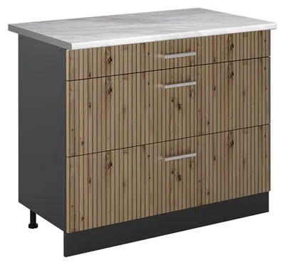 Imagen del producto de Mueble bajo de cocina Vicco R-Line Roble artesanal/Antracita 100 cm encimera Mármol, Model 71550