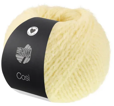 Produktbild von Lana Grossa COSÌ 50 g Flauschiges Merino-Dochtgarn mit Effektstruktur Farbe 009 - Zartgelb