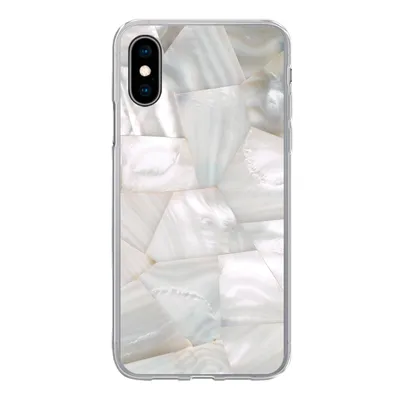 Produktbild von MuchoWow® Handyhülle Schutzhülle Hülle für iPhone X Naturstein - Perlmutt - Weiß Silikon Softcase Handy Hülle - Handyhülle