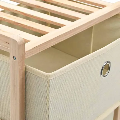 Immagine prodotto di vidaXL Scaffale con 3 cesti in tessuto Legno di cedro Beige