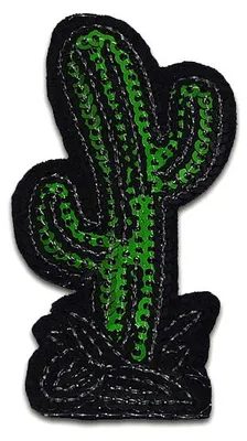 Produktbild von Kaktus Mit Pailletten - Aufnäher, Bügelbild, Aufbügler, Applikationen, Patches, Flicken, Zum Aufbügeln, Größe: 7,3 x 3,6 cm