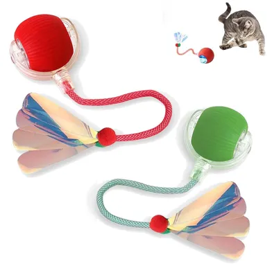 Interaktives Katzenspielzeug, rotierender Ball, rot/grün, USB