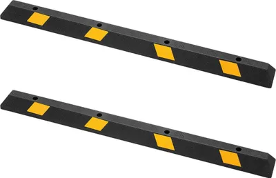 Produktbild von Parkstopper, 1840 mm, 2 Stück, hochbelastbare Einparkhilfe für Garagen, Gummi-Bordstein-Garagenbodenstopper mit reflektierenden Streifen, Hilfsmittel für Autos, Lieferwagen, LKWs, Reifen, Radführungsblöcke, Stopper, Stoßfänger