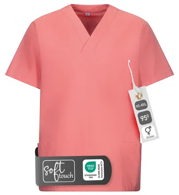 Image de Casaque médicale à enfiler, unie, manches courtes, col V, pour clinique, soins, cabinet médical