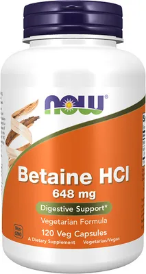 Produktbild von Betain HCL 648 mg 120 Veg-Kapseln Now Foods