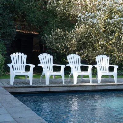 Image de Lot de 4 Fauteuils Adirondack de jardin en résine empilables Blanc