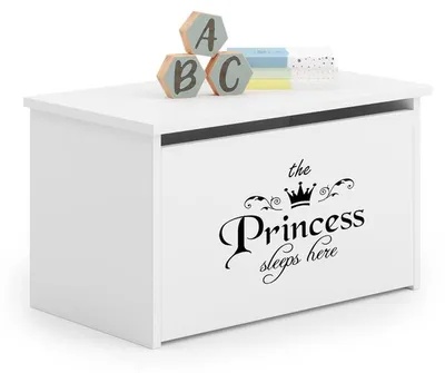 Zdjęcie produktu dla Skrzynia na zabawki Daria Princess z białego drewna