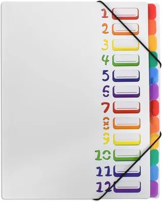 Immagine prodotto di Organizer A4 espandibile, cartellina da ufficio, a fisarmonica in plastica, cartellina a 12 scomparti, 24 scomparti, organizer per documenti, scuola, forniture per ufficio, bianco