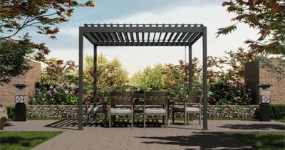 Produktbild von Pergola Basis Mirador mit Lamellendach, Pfostenstärke 8,8x8,8 cm, 300 x 360 cm anthrazit - ähnlich RAL7015
