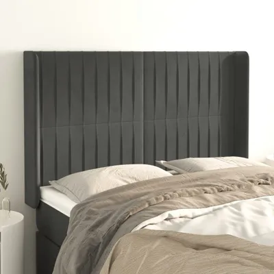 Produktbild von [Home] Kopfteil mit Ohren Dunkelgrau 147x16x118/128 cm Samt , Neue Mode 2024 im häuslichen Leben