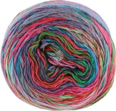 Produktbild von Lana Grossa COLORISSIMO Dochtgarn aus 100 % Wolle mit effektvollen Farbmustern 300 m  Farbe 203 - Orange/Orchidee/Schwarzblau/-rot/Weinrot/Rot