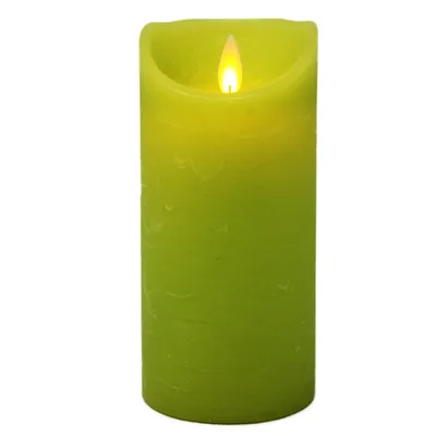 Produktbild von LED Echtwachskerze mit Timer flackender Docht Farbe Lime 15cm hoch