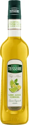 A bottle of lime juice cordial.