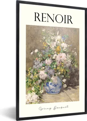 Produktbild von MuchoWow® Gerahmtes Poster Gemälde - Renoir - Frühlingsstrauß 60x90 cm - Poster mit Schwarzem Bilderrahmen Wandposter Rahmen Foto Bilder - Kunst