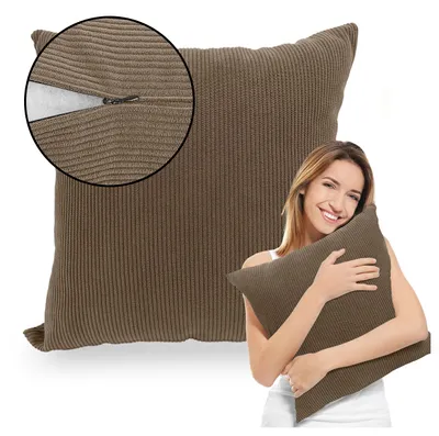 Immagine prodotto di Muralo CUSCINO DECORATIVO 45 cm x 45 cm Cuscino decorativo per divano Cuscino decorativo per letto Tessuto in velluto a coste marrone