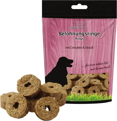 Produktbild von Schecker 3 x 500g Belohnungsringe Cerealien & Strauß - leckere, weiche Leckerli für Hunde