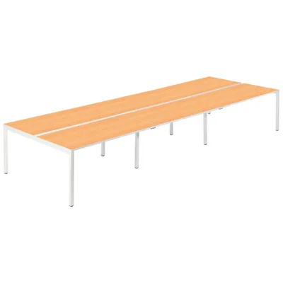 Produktbild von PAPERFLOW easyDesk Doppelschreibtisch buche rechteckig 4-Fuß-Gestell weiß 480,0 x 166,0 cm