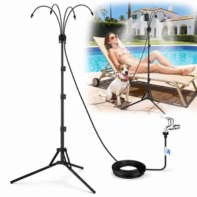 Produktbild von Garten Sprühnebel System mit Stativ höhenverstellbar, 360° Kühlung, Schnellanschluss, Outdoor Misting für Terrasse & Garten