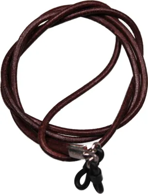 Image de Cordon pour lunettes en cuir véritable (brun foncé)