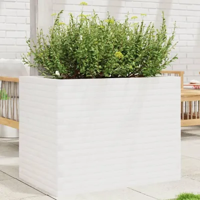 Productafbeelding van Planterbak van massief grenenhout, wit, geschikt voor tuin en balkon, verhoogde borders en bloembakken, decoratief, 90x60x68,5 cm