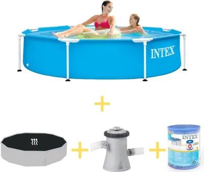 Obrázek produktu pro Bazén Intex s kovovým rámem - 244 x 51 cm - včetně solární plachty, filtračního čerpadla a filtru