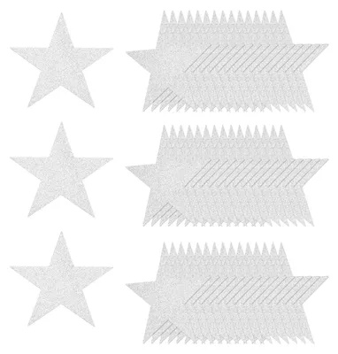50 Glitzersterne Papier 13,5 cm, silber, Party-Deko