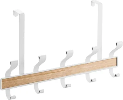 Produktbild von mDesign Hakenleiste Türgarderobe Garderobenhaken Metall Weiß Holzdekor