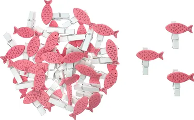 Produktbild von Oblique Unique 36 Mini Fisch Wäscheklammern rosa Holz Klammern Holzklammern Deko Konfirmation Kommunion Taufe Hochzeit