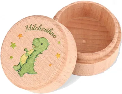 Obrázek produktu pro Krabička na dětské zuby s motivem dinosaurů pro holčičky a kluky, dárek k křtu nebo narozeninám