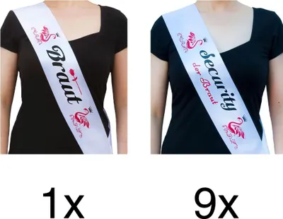 Produktbild von Oblique Unique Schärpe Braut + Braut Security Set JGA Hen Party Bride to be weiß