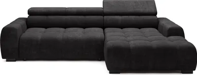 Zdjęcie produktu dla DomoHome Narożnik BULL - Nowoczesny stylowy narożnik, Regulowane siedzisko, Bez funkcji spania, Wysokiej jakości tkanina Eden, Układ prawostronny, Wymiary: 285x168x97 cm, Kolor: CZARNY