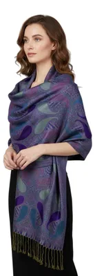Zdjęcie produktu dla Pashmina z wzorem Jacquard, szal damski, kolor: lawendowy fiolet