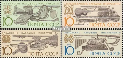 Produktbild von Briefmarken Sowjetunion 1990 Mi 6126-6129 (kompl.Ausg.) gestempelt Volksmusikinstrumente