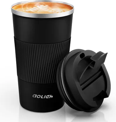 Image de Aolieh Gobelet thermique en acier inoxydable 510ml noir Gobelet isolant Travel Mug