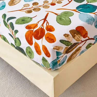Produktbild von Bettlaken 90 x 200 cm - Grün - Bunt gemustertes Blumenmotiv mit tropischen Palmenblättern - Elastische Matratzenbezug für perfekte Passform - Weiche Mikrofaser