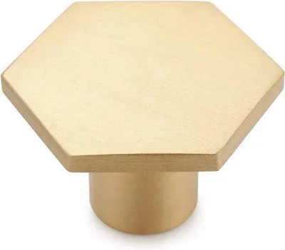Produktbild von Massive messing Kastgriff, goud, sechskantig, 34 mm, Set