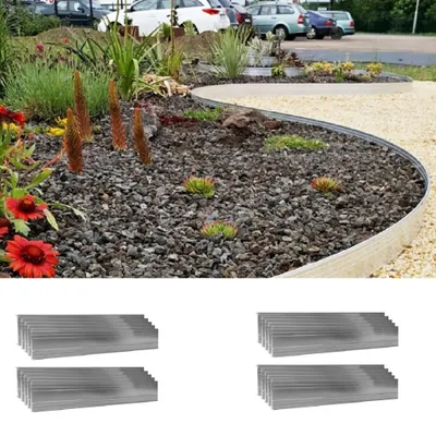 Immagine prodotto di Set di 20 bordure per aiuole ultra forte in alluminio 10cm x 100cm | Aiuole giardino | Bordure per giardino, colore: senza colore