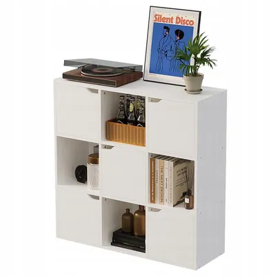Produktbild von REGAL, SCHRANK, KOMMODE MIT 9 REGALBÖDEN – MODERNER LOFT-STIL – WEISS 90 cm
