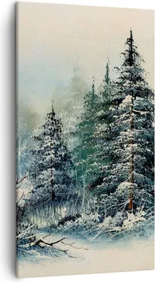 Produktbild von Bild auf Leinwand - Leinwandbild - Einteilig - Schnee Fichten Wald - 45x80cm - Wand Bild - Wanddeko - Wandbilder - Leinwanddruck - Bilder - Wanddekoration - Leinwand bilder - Wandbild - PA45x80-4641