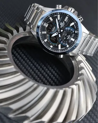 Zdjęcie produktu dla Zegarek męski z kalendarzem i funkcją stop - Casio Model: ECB-30D-2AEF
