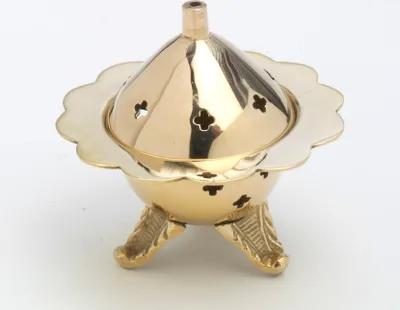 Produktbild von Räucherschale, Räuchergefäß "Blume" Messing Gold Ø 9 cm für Räucherkohle