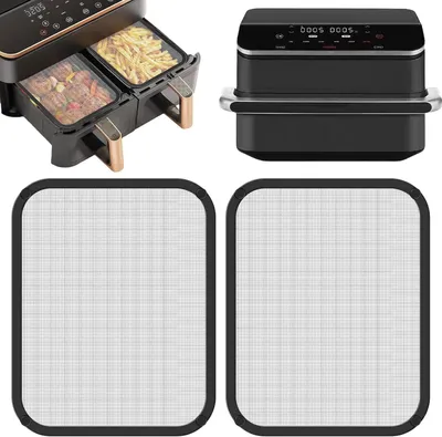 Productafbeelding van Vetspatbescherming Airfryer - Spatdeksel Friteuse - Airfryen Schoonhouden - Fijnmazig Roestvrij Staal - 22.3 x 19.3 cm - Zilver