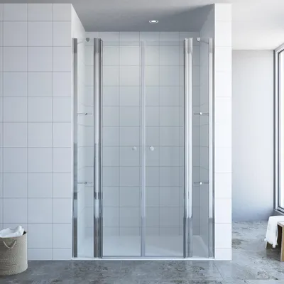 Produktbild von AQUABATOS® Nischentür Duschabtrennung 125x197cm aus Nanobeschichtung Sicherheitsglas 6mm, Duschtür mit Festteilen und Eckregalen