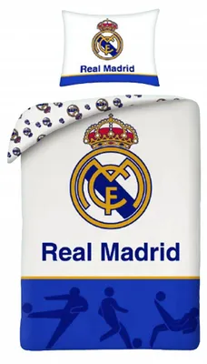 Produktbild von Real Madrid Bettwäsche 140x200 cm + 70x90 cm 100% Baumwolle REB80223BL Weiß/Blau Lizenzprodukt