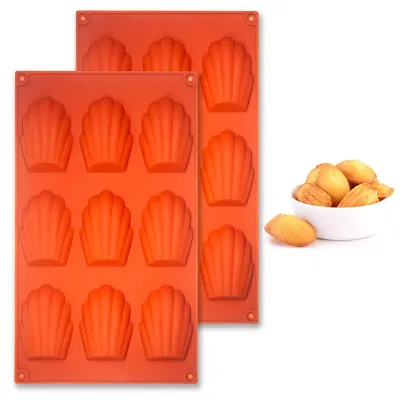 Silikon-Madeleineform, 2er-Set, 9 Mulden, antihaftbeschichtet